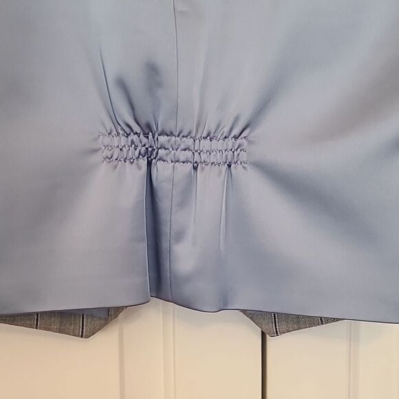 Tahari ASL Satin Back Plaid Vest Gray Blue Size 14 - Picture 9 of 13